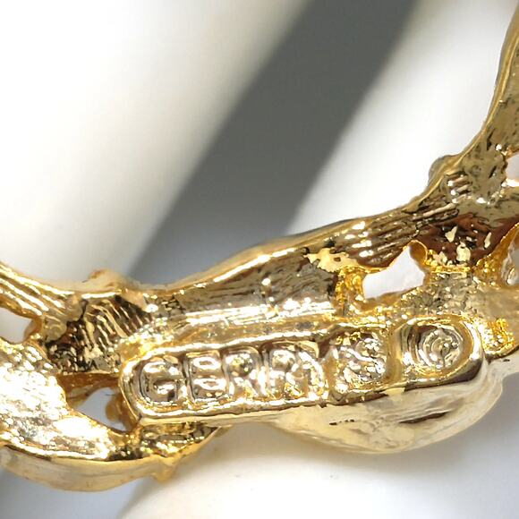 Vintage Wreath Brooch, Signed Gerry's, Light Blue Rhinestones, 1960s Jewelry - Picture 10 of 10